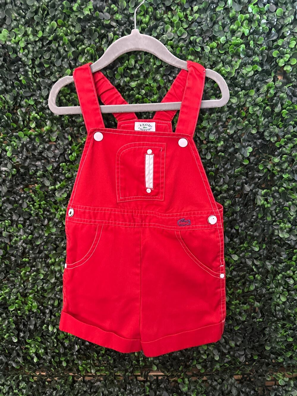 IZOD Lacoste, Vintage Red Toddler Overall Shorts Size 2T, See Measurements